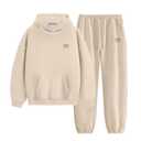 Aelfric Eden Womens 2 Piece Outfits Fleece Sweatsuit Lounge Sets Track Suits Sweat Matching Jogger Pants 2025 Fall Trendy Beige Large, Size: X-Large