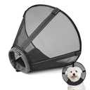 Breathable Mesh Dog Cone Collar for Surgery, Soft Elizabethan Recovery Alternative to Stop Licking,Pet Neck Collar for Large Medium Small Breeds, Black (Size 4, Neck:11-15in, Depth:9.0in)