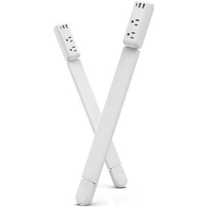Electrical Outlet Extender Stick 2 Pack with Telescopic 22"-34" Extension & 180 Swivel, 2 AC Outlets & 3 USB Ports (1 USB-C/2 USB-A), for Hard-to-Reach Outlets Behind Furniture Bed Desk Sofa