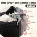 Bean Bag Cover (No Filler), Faux Fur Beanbag Chairs Covers Only, Stuffed Animal Storage Bean Bag, Giant Washable Beanbag Cover Without Filling, 6FT, Black