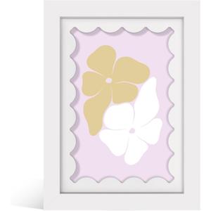 5x7 Picture Frame with Real Glass, Wooden cute 5 x 7 Photo Frame with Wavy Mat for Tabletop and Wall Hanging, White, 1 Pack