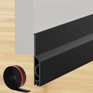Under Door Draft Stopper, Self-Adhesive Door Sweep for Bottom of Door, Weather Stripping Doors Seal Soundproofing Insulation Strip, Doors Bottom Gap Blocker for Exterior/Interior (Black, 39Inch)