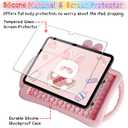 WESADN for iPad 10th Generation Case 10.9 Inch 2022 Kids Girls for iPad A16 Case 11th Gen 11 Inch 2025 with Screen Protector Shoulder Strap Kickstand Keychain Cute Rabbit Silicone Tablet Cover,Pink