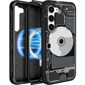 Heavy Duty for Samsung Galaxy S23 Case - Compatible with MagSafe Shockproof Protective Rugged Magnetic Men Military Grade Shock Drop Proof Durable Phone Cover Funda for S23 Case, Tech