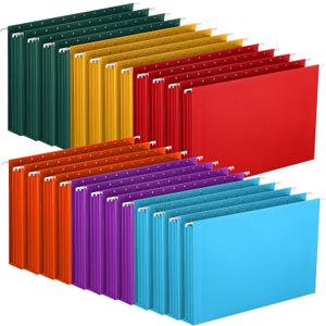 Tinlade 24 Pcs Hanging File Folders with Full Height Gusset Paper A4 Expanding Letter Size Hanging File Folders for Designed for Bulky Files Medical Charts (Cute Color,Classic Style)