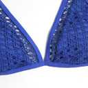 ZAFUL Women's Halter Triangle Bikini Set Crochet Boho Floral Swimsuit Cut Out Tie Side Two Piece Bathing Suit (Blue, XL)