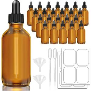 24 Pack 4 oz Amber Glass Dropper Bottle with 2 Pipettes, 2 Funnels & Labels
120 ML Empty Tincture Bottle with Droppers, for Essential Oils, Face Serum, Hair Oils, Ideal for Travel, Home use, Storage