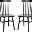 Flash Furniture Ingrid Commercial Windsor Solid Wood Dining Room Chairs, Modern Armless Dining Chairs for Kitchens and Restaurants, Set of 2, Black