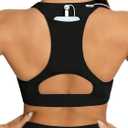 Women's Medium Support Back Pocket Energy Sport Bra Cotton Feel 70927 (Black)