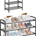 KANAV Expandable Shoe Rack Organizer  3-Tier Shoe Shelf for Closet, Entryway & Front Door  Space-Saving Shoe Storage Solution (Black)