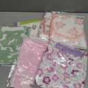 Ramede 6 Pack Swaddle Blanket with Hats for Baby Girl Boy 100% Cotton Swaddles 0-3 Months, Adjustable Breathable Skin Friendly Receiving Blanket Wrap, Essential for Newborns (Pink and Green)