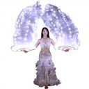 LED Belly Dance Silk Fan - Colorful Light Up Fan Veil for Women for Worship Praise Dance (White)