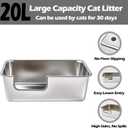 Stainless Steel Cat Litter Box,Jumbo XL Extra Large Mental Cat Litter Pan with High Sides Lid,Low Entry for Indoor Big Cats,Non Sticky,Easy to Clean,Anti-Urine Leakage