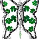 KY&BOSAM Shamrock Butterfly Suncatcher Faith Hope Love Irish Stained Glass for Windows Suncatchers Hangings Ornament Wind Chime with Real Flower as Gifts for Mom Mothers Day St Patrick's Day Decor