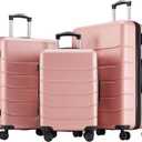 OLIXIS 3-Piece Luggage Set, 20/24/28 Inch Hardside Suitcases with Spinner Wheels, Lightweight ABS Hard Shell Travel Luggage, TSA Approved Lock, Expandable Carry-On & Checked LuggagePink
