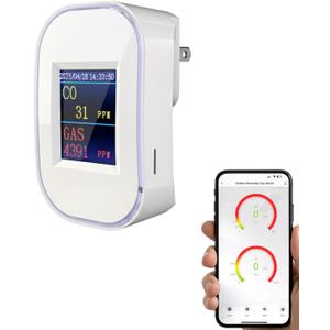 WiFi Carbon Monoxide & Natural Gas Detector Plug-in, 2-in-1 Gas and Carbon Monoxide Detector, Smart CO Detector Plug in & Combustible Gas Leak Detector for Home, RV, Kitchen  Supports 2.4GHz WiFi