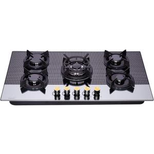 36 Inch Gas Cooktop Tempered Glass 5 Burners Stovetop Dual Fuel Gas Hob NG/LPG Convertible Gas Stove Top HF5198-01 Tempered Glass