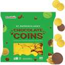 St. Patrick's Day 6 Bags 25 Chocolate Coins Gold Shamrock Coins Foils, Premium Belgian Milk Chocolate Clover Coins Resealable Bag, Nut-Free (6 Bags) (EXP 06/08/27)
