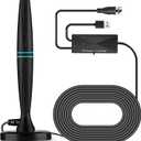 TV Antenna Indoor, Antenna for Smart TV, Support 4K 1080p with Signal Booster for Local Channels, Long Range Reception - Cable Length 18ft (Dark Grey)