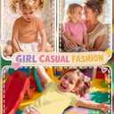 LessonZoo 3 Pack Toddler Girls' T-Shirts, 3-Color, 4T
