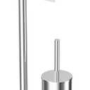 WZKALY Toilet Paper Holder Stand, Free Standing Toilet Paper Holder with Shelf for Bathroom, Stainless Steel Chrome Toilet Tissue Holder with Brush and Holder Set, Weighted Base