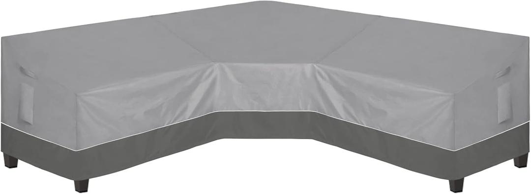 Easy-Going Outdoor V-Shaped Sectional Sofa Cover 118"X118" UV Resistant Patio Sectional Couch Cover Waterproof Lawn Patio Furniture Cover, Gray/Dark Gray