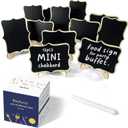 12pcs Mini Chalkboard Signs with Stand,Food Labels for Party Buffet, Food Tag/Name Card for Wedding Table, Name Tag Drink Labels Taco/Candy Bar/Bake Sale Food Sign, Catering Supplies Buffet Display (Black)