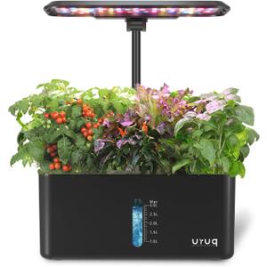 URUQ Hydroponics Growing System Garden: 8 Pods Indoor Herb Garden with Grow Light Plants Germination Kit Quiet Automatic Hydroponic Height Adjustable - Gardening Gifts for Women Kitchen