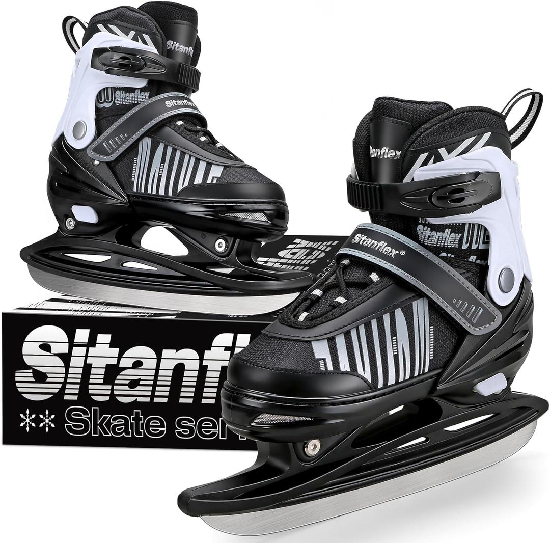Adjustable Ice Skates for Kids Girls Boys, Kids Ice Hockey Skates for Beginners Ages 4-12, Toddler Ice Skating Shoes with Safety Ankle Support and Soft Padding for Outdoor & Ice Rink (Small - Little Kid(10C-13C US))