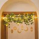 Yookeer 9 Pcs Ramadan Decorations Eid Mubarak Home Decorations Ramadan Archway Decor Eid Mubarak Adjustable Doorway Garland with Light Islamic Wooden Moon Ornaments for Entryway Indoor Muslim Party, 3.94 inches , 70.8 inches