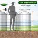 FOREHOGAR Metal Garden Fence 48in (H) x 12.7ft (L), 5 Panels + 6 Stakes Dog Fence Border Fence Animal Barrier, No Dig Garden Fencing for Yard Flower Bed Lawn Patio Outdoor, CTW4805 Black