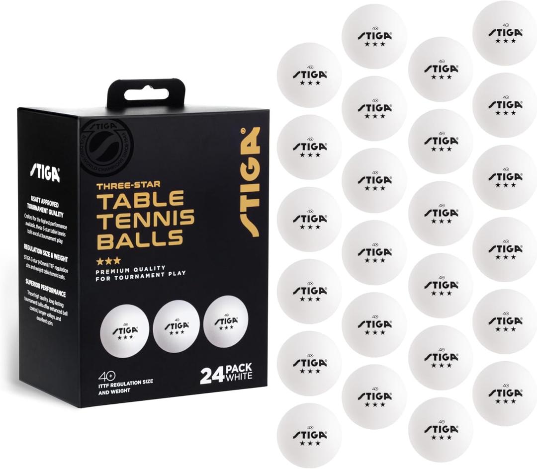 Stiga 3-Star Table Tennis Balls (40 millimeters, White)