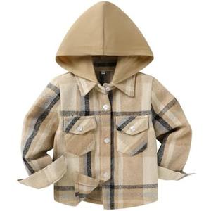 YOUNGER STAR Toddler Kids Boys Girls Flannel Hooded Plaid Shirt Button Baby Red Clothes, 18-24M