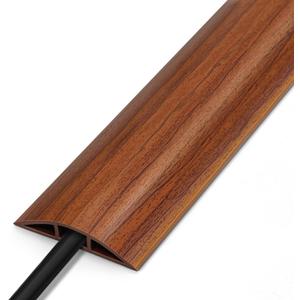 Floor Cord Cover 4FT, Walnut Wood Cord Hider Floor, Soft PVC Cord Protector Floor, Hide Extension Floor Wire Covers for Cords, Organizer Wires Floor Cable Cover, Cable Cavity: 0.47" (W) x 0.24" (H)