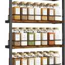 IBUYKE Spice Rack Wall Mount,4 Tier Hanging Seasoning Organizer, Large Spice Rack for Wall for up to 50 Jars, Spice Organization for Kitchen Cabinet, Bathroom, Pantry, Living Room, Brown TLJ016H