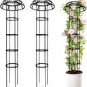 2-Pack 65-Inch Garden Trellis for Climbing Plants,Heavy-Duty Metal Obelisk with Mushroom Top,Stable Support for Potted Clematis,Tomato,Cucumber,Rose,Pea & Vine