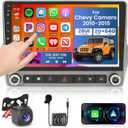 for Chevrolet Chevy Camaro 2010-2015 Fuluku 2+64GB Android 13 Car Stereo with Wireless Carplay Android Auto, 9 inch IPS Touch Screen Dash Kit GPS Navigation WiFi Bluetooth SWC Mic Backup Camera