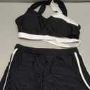 NECIOUS Girls Swimsuit Bikini Set, 3 Piece Girl Bathing Suits Color Block Cutout Swimwear with Shorts Size 15 Size 16 Black