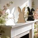 Easter Decorations for Home Black and White Easter Decor 3 Pcs Bunny Table Decor Wooden Bunny Home Decor Rustic Easte r Decor for Mantle Farmhouse