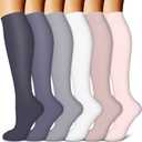 Copper Compression Socks for Women & Men (6 pairs) - Best Support for Nurses, Running, Hiking, Recovery (Small-Medium, 26 Navy/Blue/Gray/White/Red/Pink)
