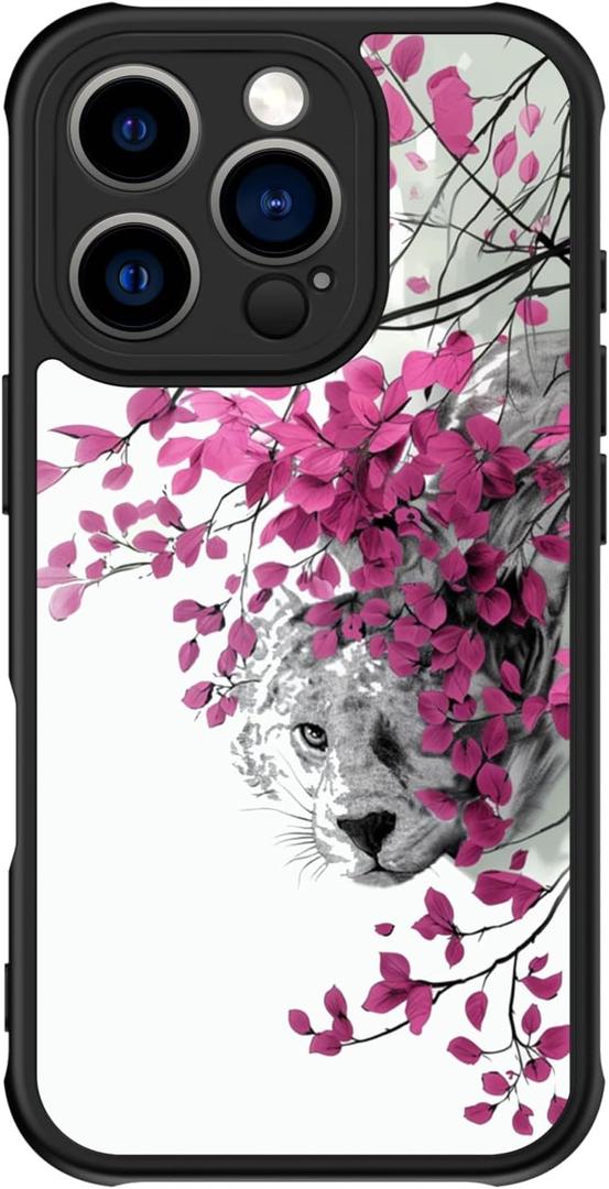 FUNMIKO for iPhone 16 Case Wireless Charging & Military-Grade Protection - Trendy Fruit Design for Women Girls, Matte Non-Slip Phone Cover with Shockproof Corners - Pink Blossoms
