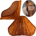 Wicker Boho Lampshades,Table Lamps Shades-2 pack,Hand Crafted Rattan Lamp Shades For Table Lamps and Floor Light- Boho and Flower-inspired Designs(Dark Brown)