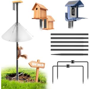 Bird Feeder Pole with Squirrel Baffle - 104 Inch Bird House Pole for Outdoors Heavy Duty, Squirrel Proof Baffle with Stainless Steel Spring for Better Defense, Slip-Fit Connection