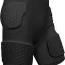 5 Pad Football Girdle for Men Youth - Padded Compression Shorts with Hip, Thigh Pads for Football, Baseball, Sliding Protective Gear for Adults Teens High-Density EVA Foam (3X-Large, Black)