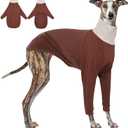 DENTRUN Italian Greyhounds Clothes Dog Cozy Sweater, Fluffy Fleece Jumper Soft Pyjamas for Greyhound-shapped Whippet-Like Dogs, Turtleneck Warm Dog Lightweight Sweatshirt for Cold Weather, Brown, XXS