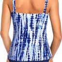 Holipick Two Piece Underwire Tankini Swimsuits for Women Tummy Control Tankini Top Bandeau Bathing Suits with Bottom (L)
