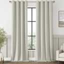 ChrisDowa 100% Blackout Greyish Beige Solid Curtains 108 Inches Long 2 Panels for Bedroom Living Room, Farmhouse Room Darkening Thermal Insulated Soundproof Grommet Top Window Treatment Drapes,52x108