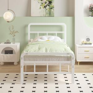 14 Inch White Twin XL Bed Frames with Headboard and Footboard, Heavy Duty Bed Frame Twin XL with Underneath Storage, No Box Spring Needed, Easy Assembly