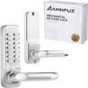 Single Sided Keypad Door Lock Lever, Mechanical Keyless Entry Door Lock with Handle, Code Combination Front Gate for Warehouse, Not Deadbolt, Auto Lock, No Electronic (Pearl Chrome)