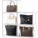 HBlife 5 Pack Purse Storage Organizer for Closet, X-Large Clear Stackable Handbag Display Case Box with Magnetic Door for Collectibles, Cosmetics, Women Heels and Toys